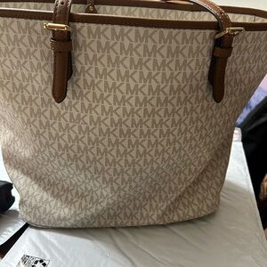 Michael Kors Cream and Brown Signature Tote